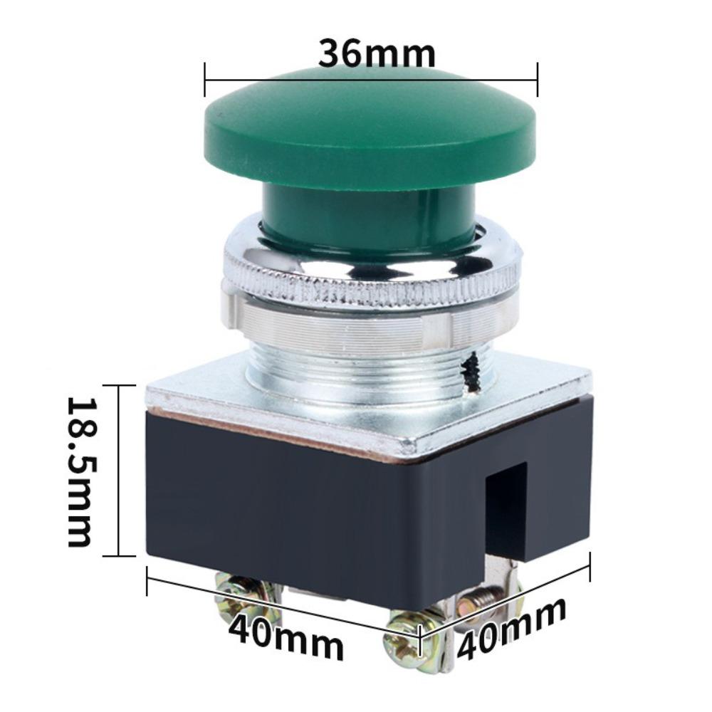 Momentary Control LA2 Push Button Switch 30mm Mounting Hole Self-Resetting Opening Mushroom Head Push Button 5A 250VAC Red Green