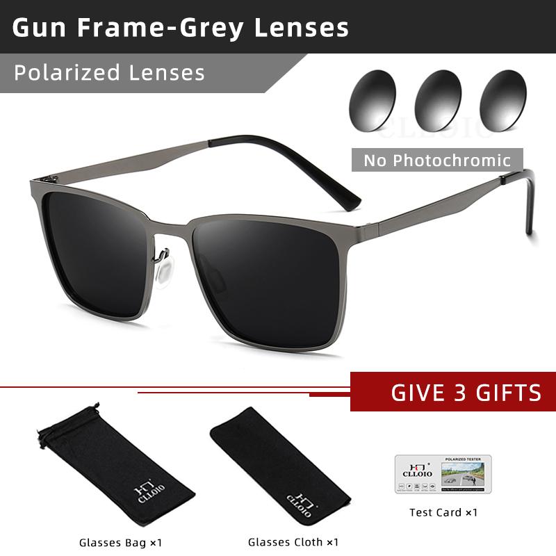 CLLOIO Quadratische photochrome polarisierte Sonnenbrille für Männer und Frauen, Mode, Reisen, Autofahren, blendfreie Sonnenbrille, männlich, Oculos de Sol