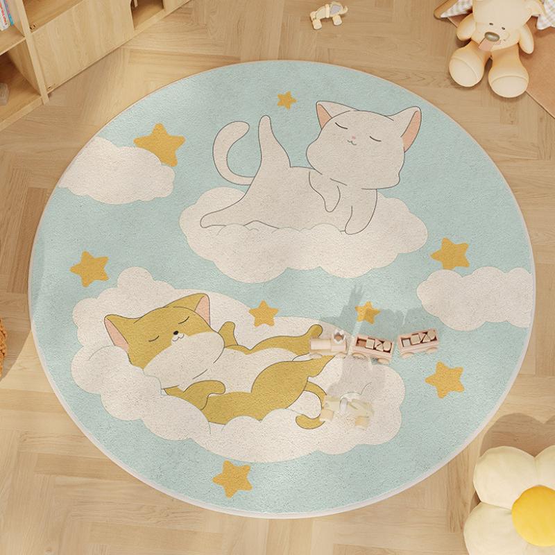 Round Soft Carpet Living Room Children's Room Carpet Cartoon Bedroom Carpet Waterproof Easy To Care Home Decoration