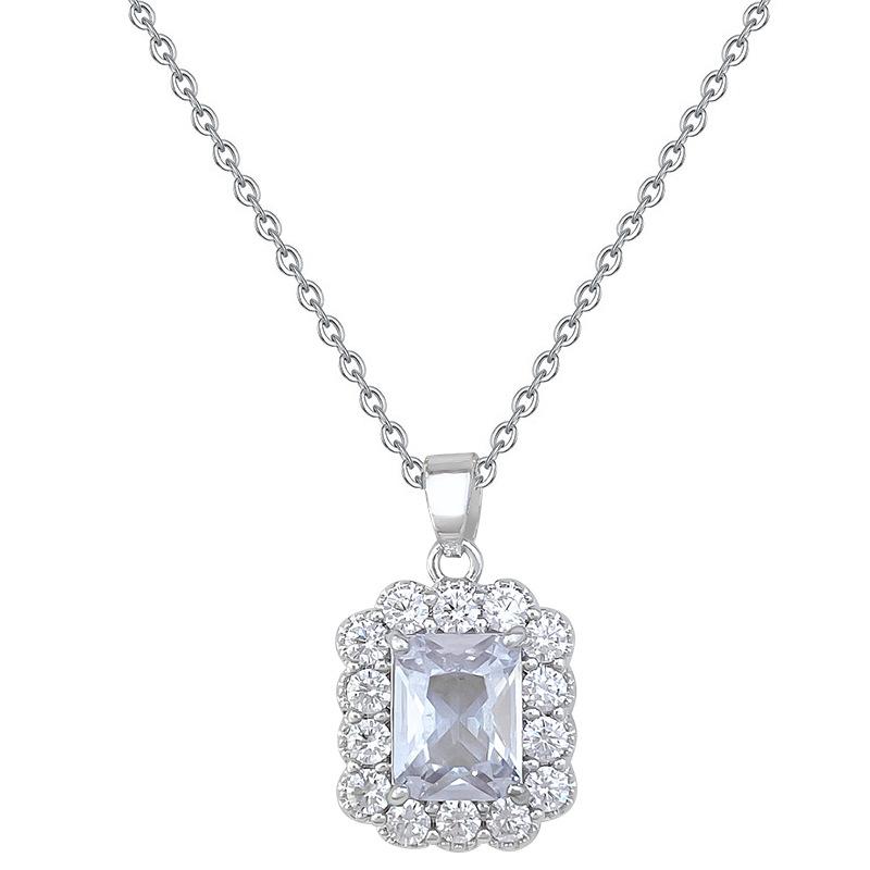 Square Heavy Industry Model Temperament Micro Diamond Necklace Women'S Exquisite Wind Collarbone Chain With Jewelry