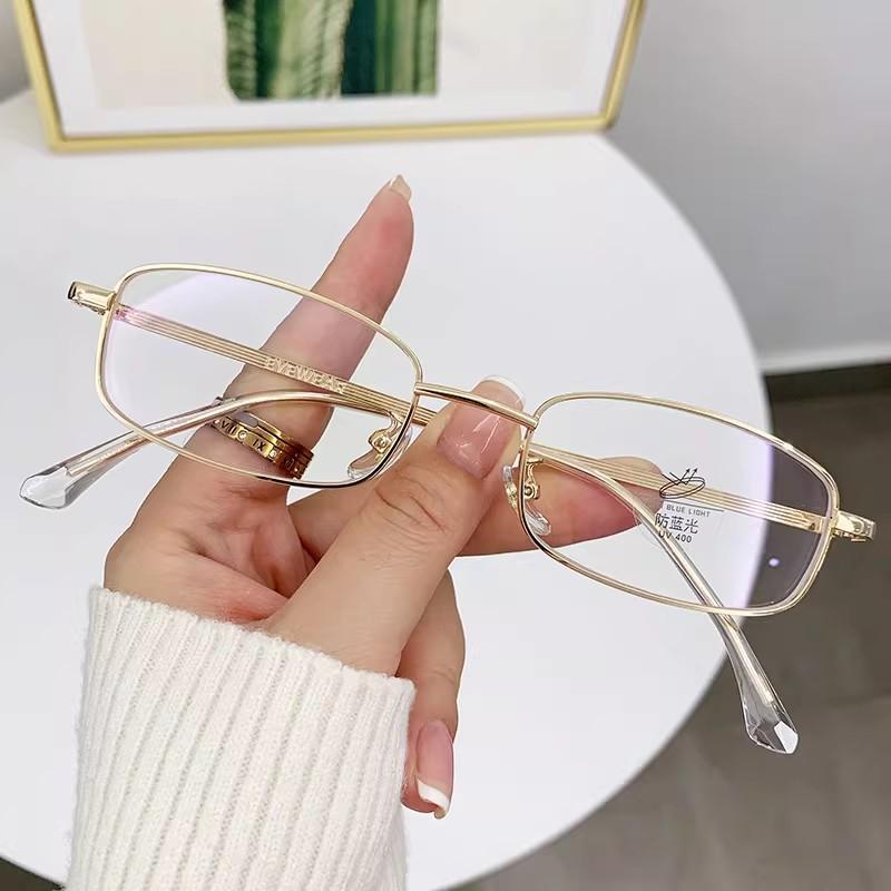 Punk Vintage Y2K Small Square Frame Glasses Eyeglasses for Women Blue Light Blocking Glasses Cosplay Party Decoration Streetwear