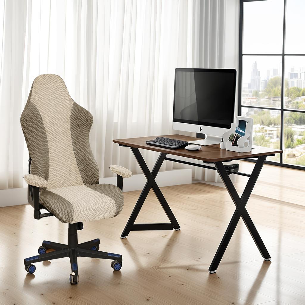 4pcs/set Jacquard Gaming Chair Cover Set T-shaped Striped Grid Color Blocked Modern Dustproof Office Chair Covers