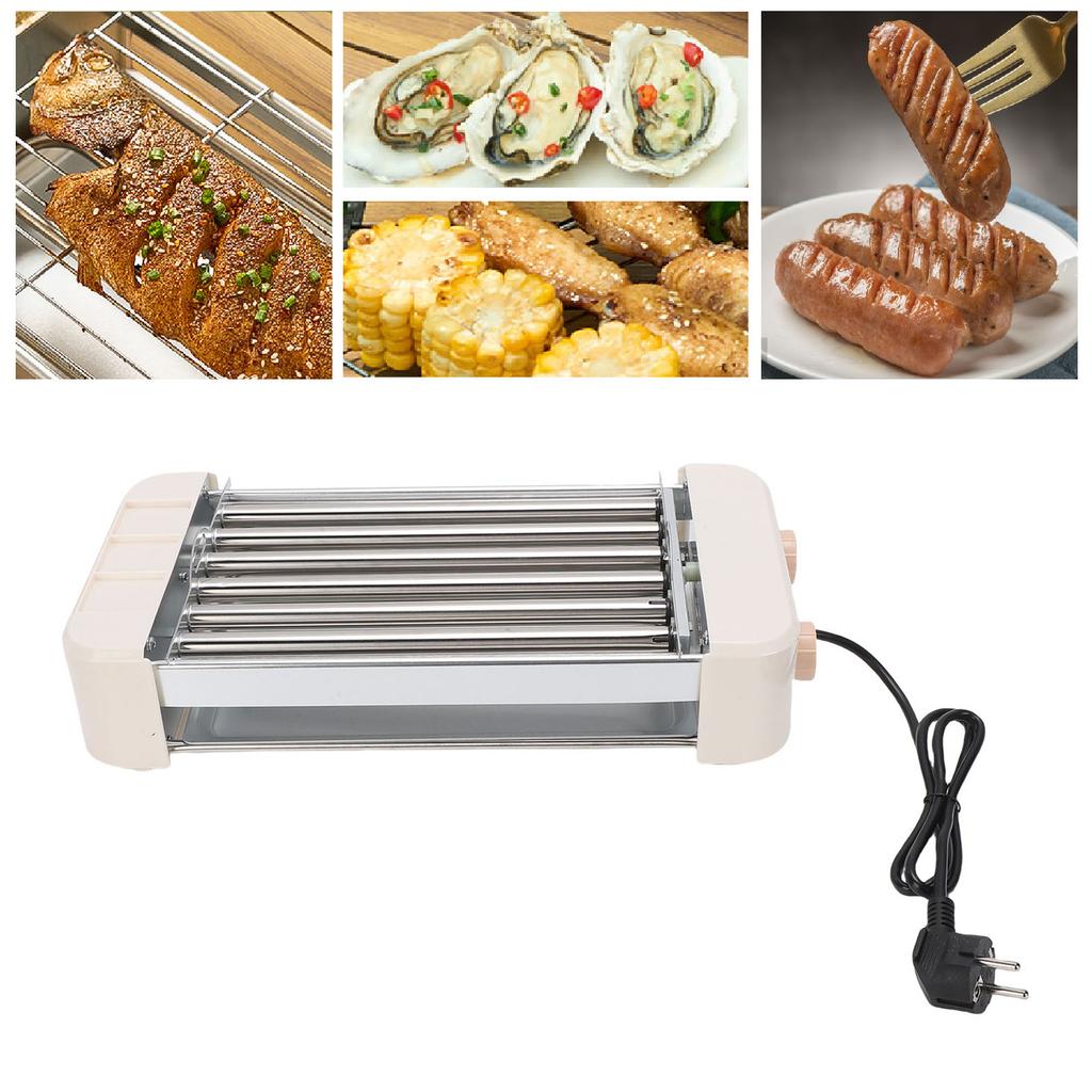 Elektrický Hot Dog váleček 550W Plně automatický Teplotní Multifunkční 6 trubkový Gril na klobásy Vařič Stroj