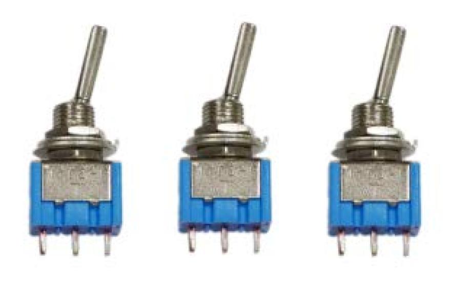 Mini 1 2 3 for Circuits of Switch, ON-ON Type, Circuit, Contacts, Pins, Blue, Guitar/Effects/Electronic (Set 3)