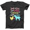 Süßes Mädchen, das Hühner liebt Ziegenliebhaber Landwirtinnen Lustiges T-Shirt Sweatshirt Hoodie Tanktop für Herren Damen Kinder Schwarz