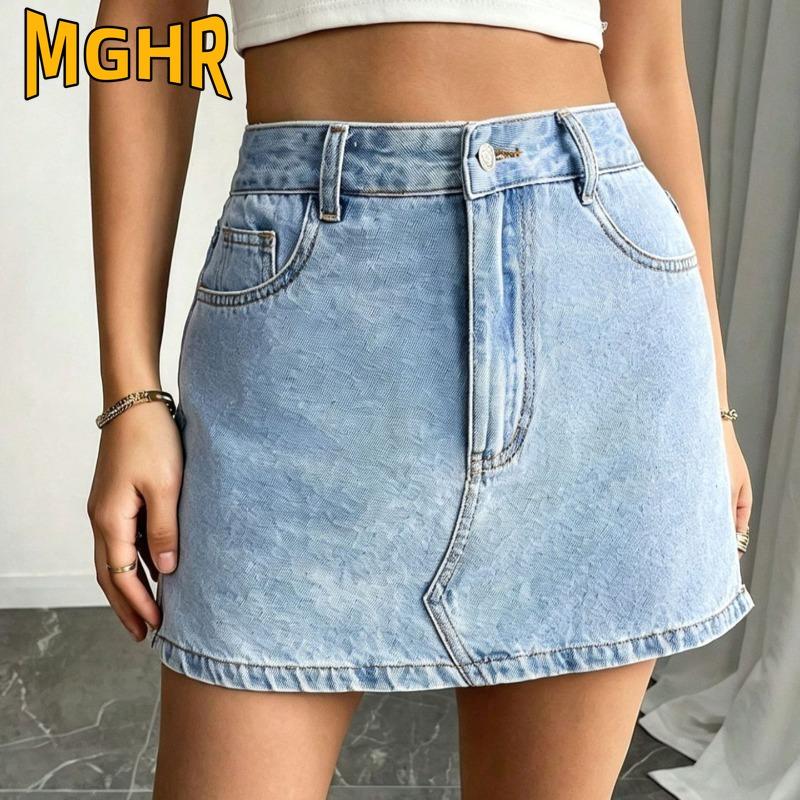 MGHR Saia Feminina Casual Moda Cor Sólida Estampada