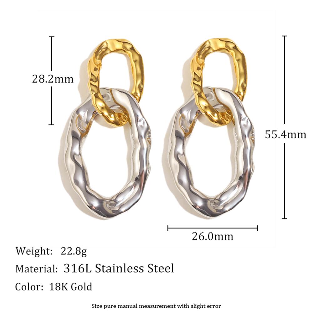 

MamacitaSlay 316L Stainless Steel Irregular 0 Shaped Double Layer Earrings Waterproof 18K Gold Plated Jewelry Women s Earrings