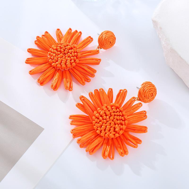Fashionable Earrings Woven Chrysanthemum Earrings Feminine Temperament Fresh Personality Sunflower Earrings