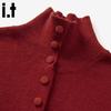 :CHOCOOLATE Women's Relaxed High-Neck Cardigan
