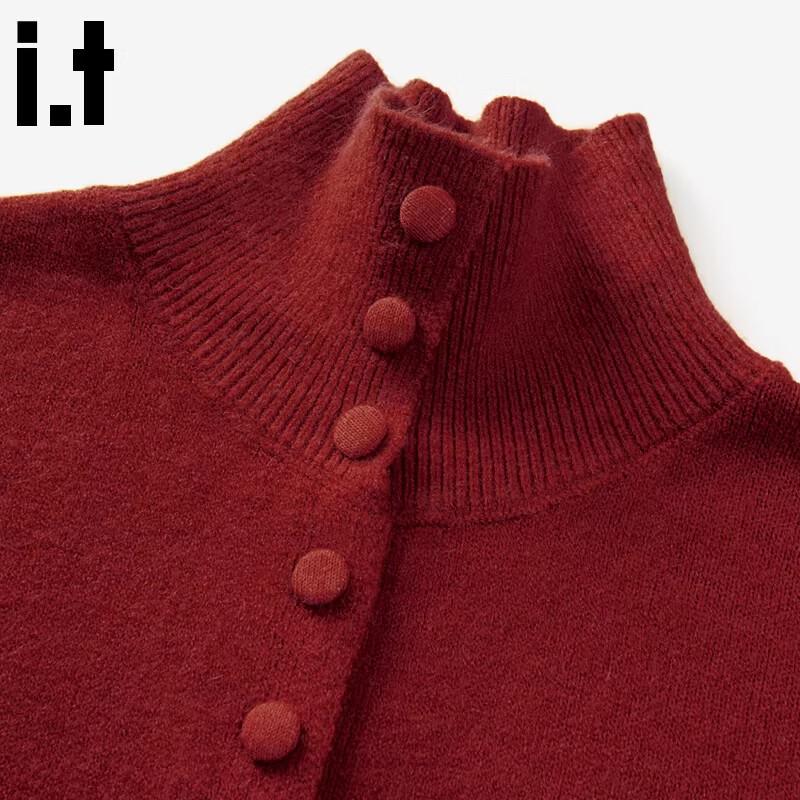 :CHOCOOLATE Women's Relaxed High-Neck Cardigan