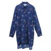 beHulaH Bird Pattern Long Sleeve One Piece S Blue Long Shirt Women Used