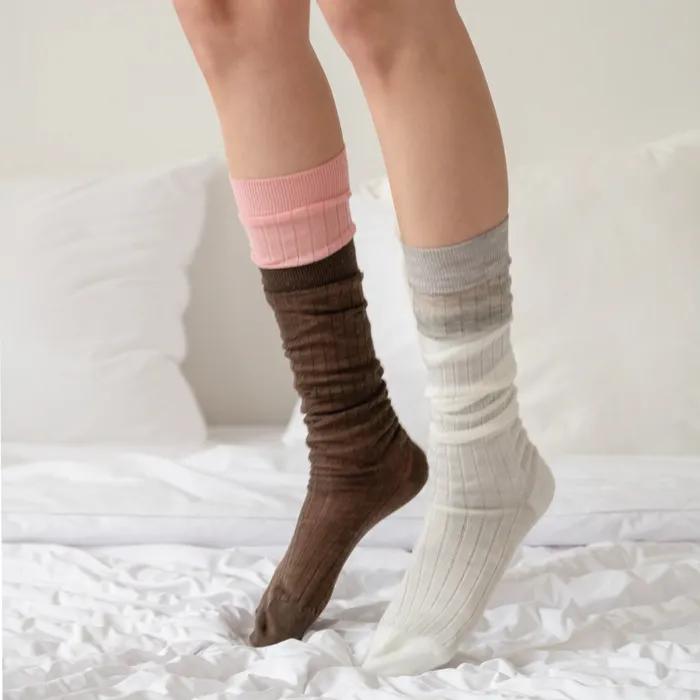 [hiig] No.213 Coral Pink Merino Wool Knee Socks