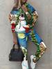 New Women'S Clothing European And American Spring And Autumn Floral Printing Casual Long-Sleeved Sports Suit