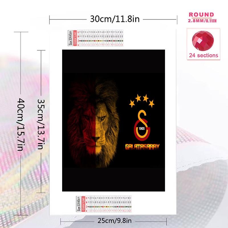 Galatasaray FC Pattern 3pcs 100% Round Full Drill 5D DIY Diamond Painting Embroidery Cross Stitch Rhinestone Décor