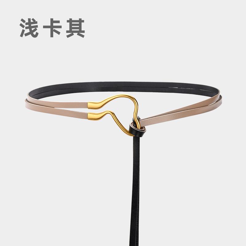 Belt Leather Women'S Simple Thin Belt Women'S Suit Dress Knotted Fashion Belt