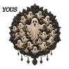 Dark Aesthetic Home Decor Gothic Halloween Wall Decor, Vintage Relief Skull Ghost Bat Party Plaque, Hanging Art for Entryway Living
