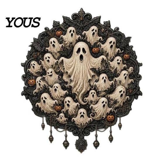 Dark Aesthetic Home Decor Gothic Halloween Wall Decor, Vintage Relief Skull Ghost Bat Party Plaque, Hanging Art for Entryway Living