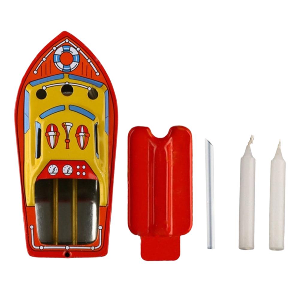 Iron Candle Boat Powered Steam Boat Tin Toy Floating Boat Toy Metal Handicrafts Educational Toys Boats