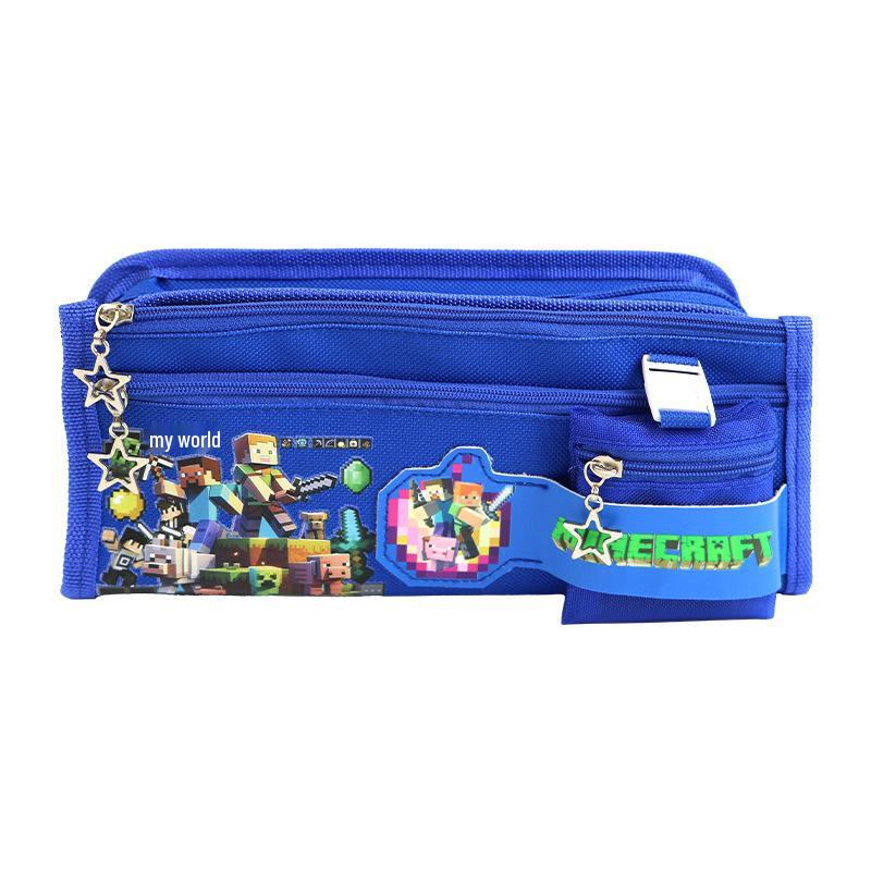 Steve's World Pencil Case for Elementary Students with Coin Purse & Cute Amulet Pendant