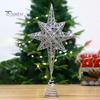 Étoile de sommet d'arbre de noël, couleur vive scintillante, antirouille, conception ajourée, ornement de sommet d'arbre de noël 3D