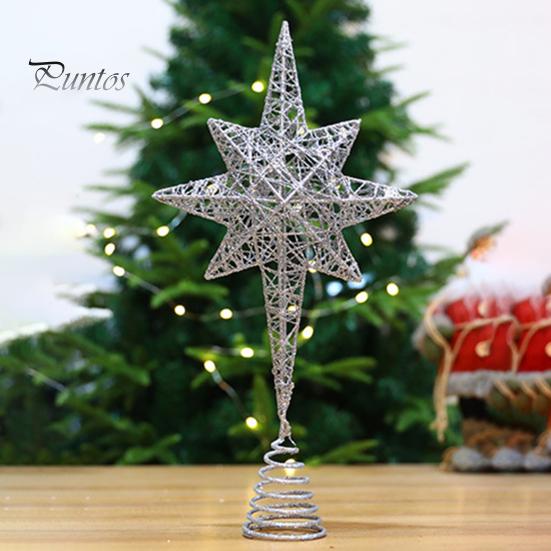 Étoile de sommet d'arbre de noël, couleur vive scintillante, antirouille, conception ajourée, ornement de sommet d'arbre de noël 3D