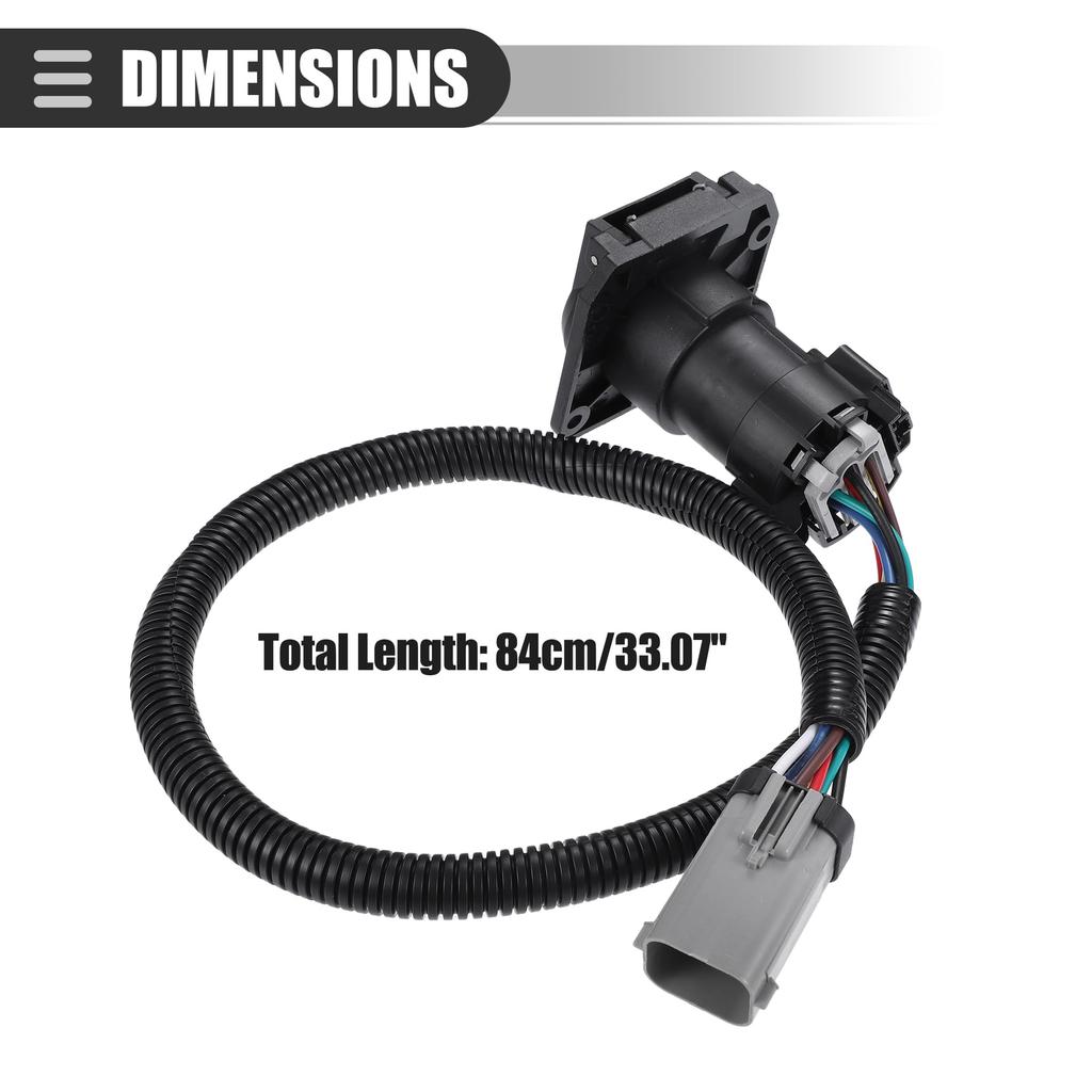 Motoforti 7-Pin Trailer Wiring Harness with Connector for Ford F-250 Super Duty (1999-2001), Plastic, Black, 1 Set