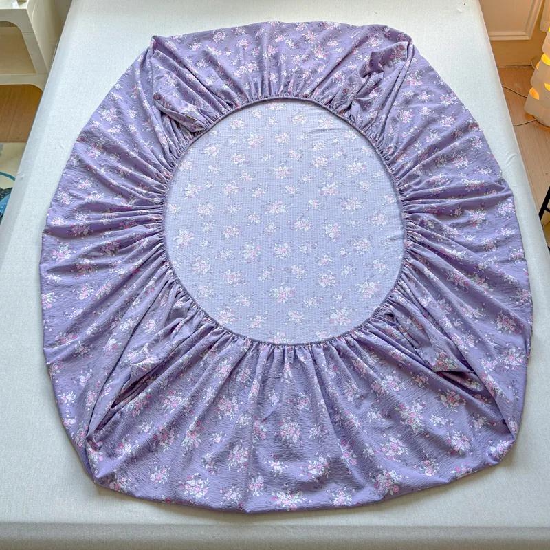 Washed Cotton Fitted Sheet with Elastic Bands Non Slip Adjustable Mattress Cover Printed Pure Cotton Bed cloth Skin-friendly Bed Cover