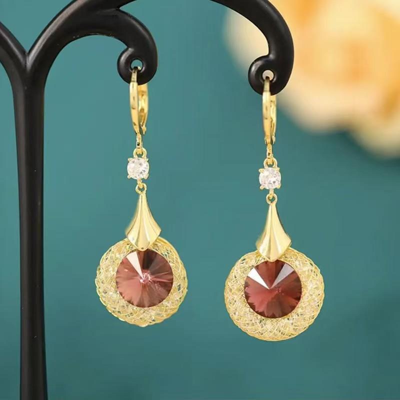 Super Flash Winding Holle Tijgeroog Steen Oorbellen Nieuwe Chinese Stijl Vrouwen Licht Luxe Paleis Stijl Oorbellen Oud