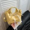 Ribbon Bow Solid Color Bucket Handbag Single Shoulder Crossbody Bag Women Gift