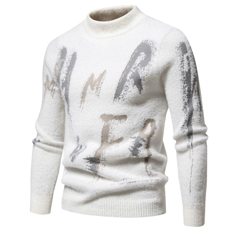 

Горячая распродажа, осенне-зимний новый свитер с принтом и круглым вырезом, вязаный свитер, большой размер, свободный свитер M белый