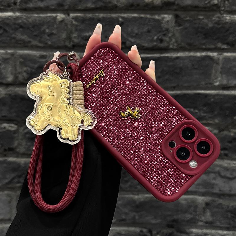 Pony Doll Lanyard for Apple 17promax Mobile Phone Case Iphone15 Flash 16 Silicone 14 New Year 13