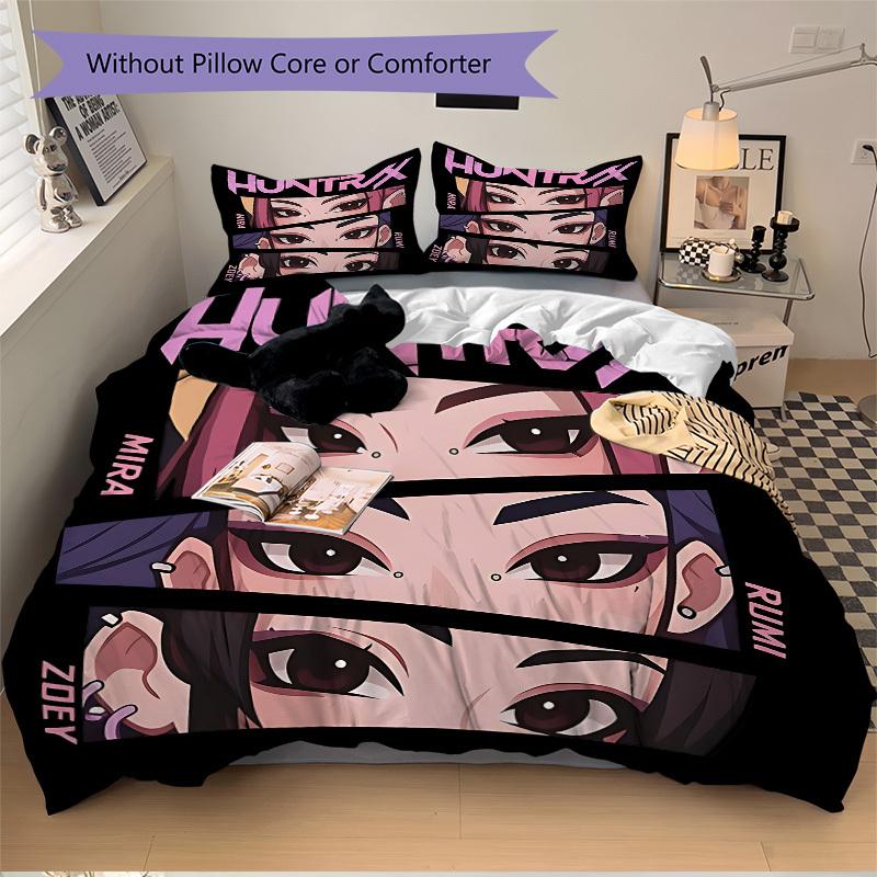 3pcs bedding set K-Pop Demon Hunters Includes 1 Comforter+2 Pillowcases, Without Pillow Inserts, Soft Comfortable, Lightweight Breathable,206