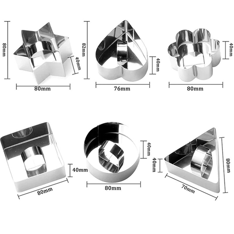 Forma do ciasta DIY ze stali nierdzewnej, narzędzia dekoracyjne, okrągły srebrny pierścień, krajalnica, ręczny pchacz, akcesoria do pieczenia ciasta