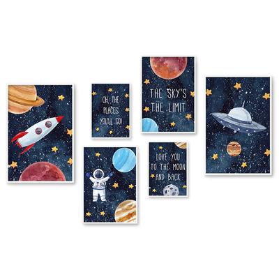 Astronaut Lună Rachetă Stea Spațiu Planetă Nordic Poster Imprimeuri Decorative Pictură pe Perete Artă pe Pânză Grădiniță Poză Cameră Copii Decor