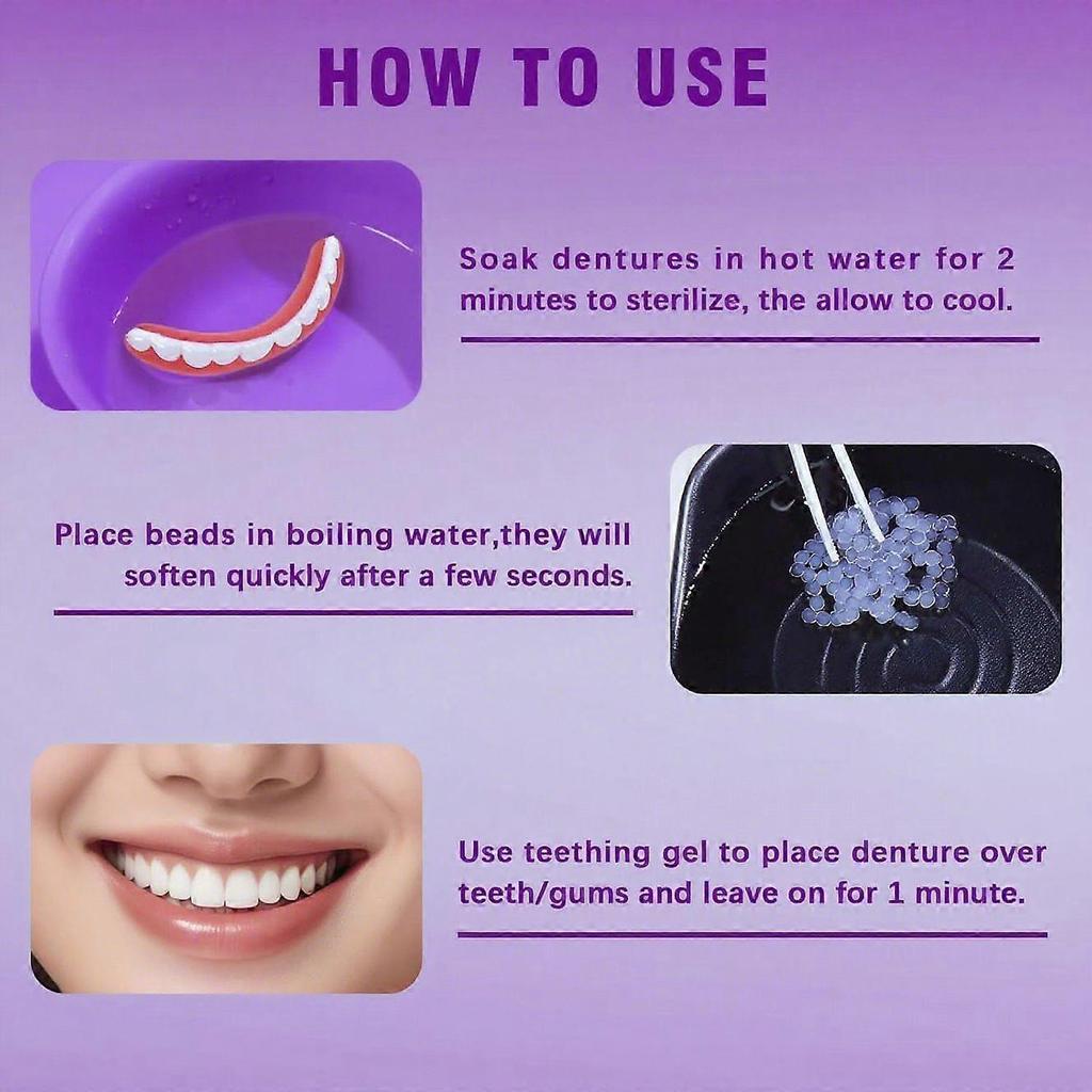 Silicone Reline Denture Set, Professional Denture Silicone Reline Kit, Upper and Lower Veneer, Soft and Comfortable Dentures, Renew Your Smile, Rebuil