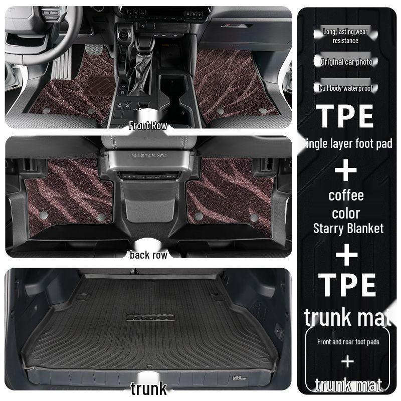 Toyota Prado TPE Floor Mats (2010-2025 Models) - Full Coverage, Car Interior Accessories