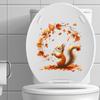 Self-adhesive Waterproof PVC Toilet Stickers Cartoon Squirrel Maple Leaf for Bathroom Creative Wall Decor