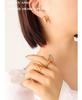 Gold-Plated Titanium Steel C-Shaped Earrings with Imitation Pearl and Zircon Inlays