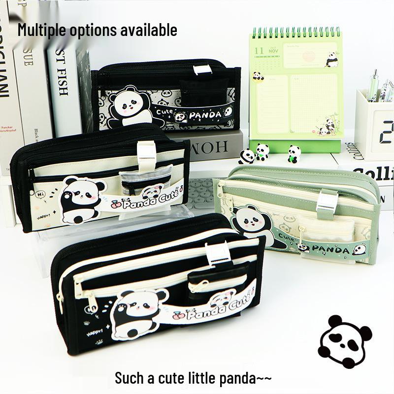 Panda Pencil Case: Large Capacity, Cute Multi-Layer Stationery Box for Elementary Students