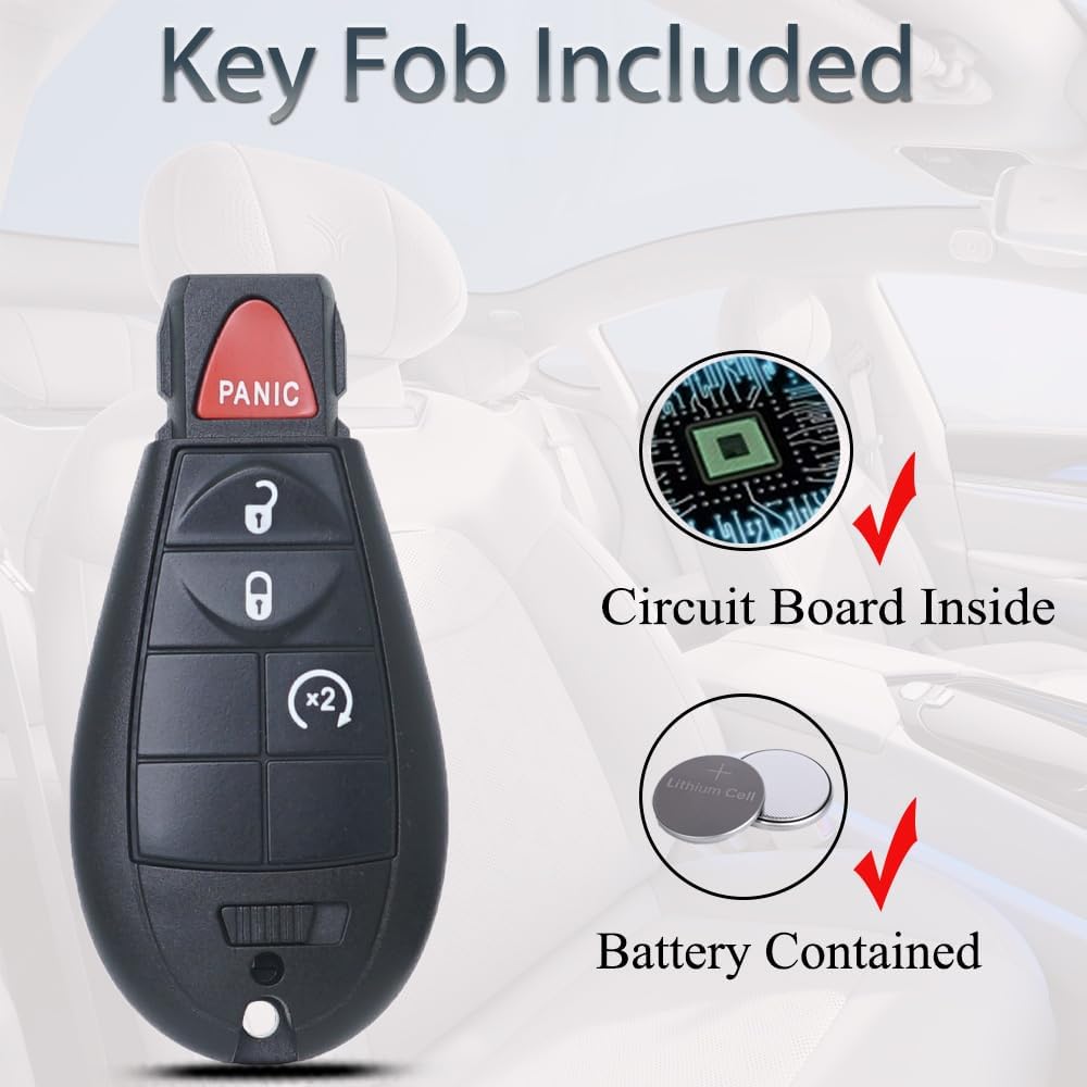 Key Fob Fits for Jeep Cherokee 2014 2015 2016 2017 2018    Keyless Entry Remote Control Key Replacement GQ4-53T 68105083 4A Chip 433MHz