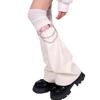 Women's Harajuku Faux Leather Flared Leg Warmers and Over Knee Socks Garter Belt Set for Punk Girls Japanese Streetwear