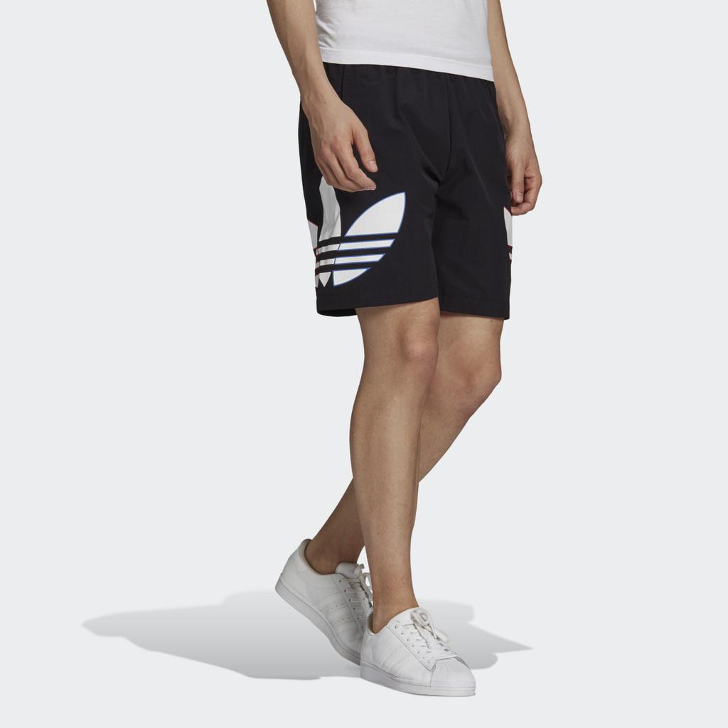 Adidas Originals Trefoil Tricolor Short Logo Print Quick-Dry Training Shorts Men Bottoms Black H09357