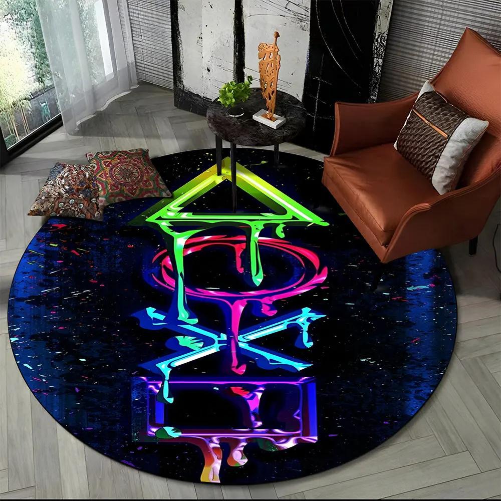 

Game Controller Round Area Rug Cartoon Gamer Circle Carpet Rug for Living Room Children s Bedroom Sofa Decor Non-slip Floor Mat 80cm