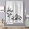 2Pc Home Decoration Curtains, Elegant Bamboo Ink Painting With Pole Bag Curtains, Kitchen, Coffee Shop, Living Room, Balcony