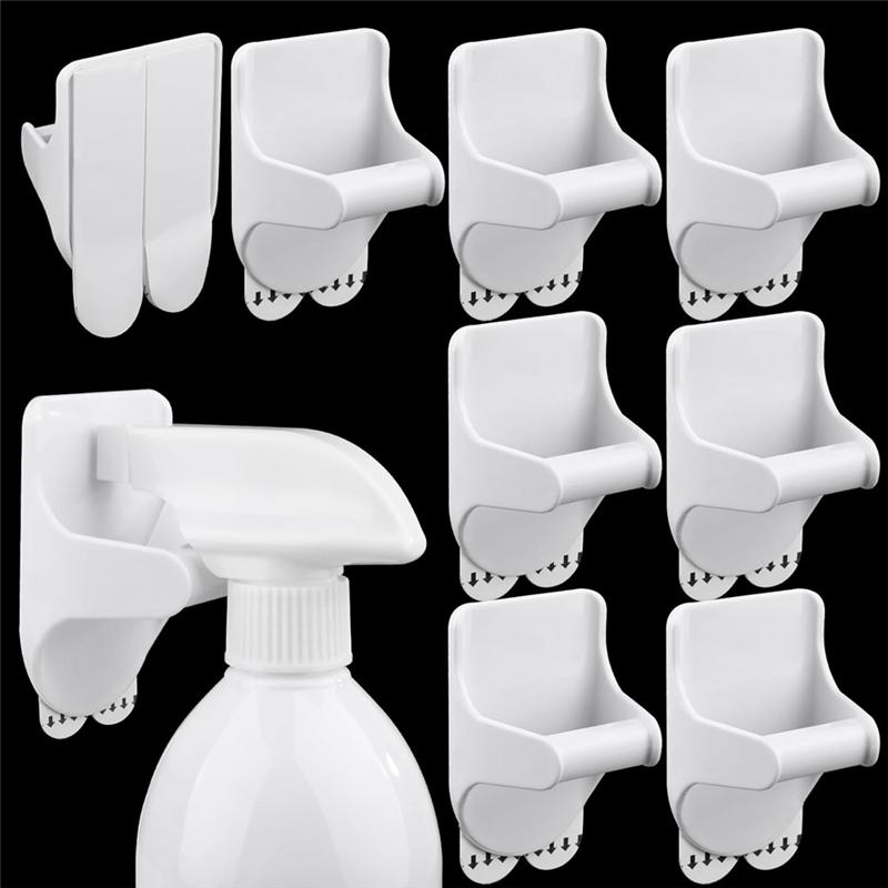 M-Modern-Spray Bottle Hanger, Wall Mount 8Pcs Bottle Holder, No Damage Strong Adhesive Bottle Hooks, Spray Bottle Rack