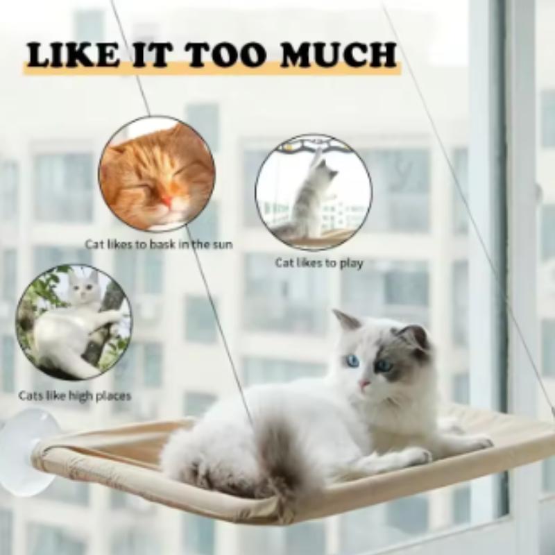 Aerial Pet Bed Hammock for Cats - Hanging Window Seat Climbing Frame Kitten Nest with 20kg Capacity Sunny Nesting Area Cat