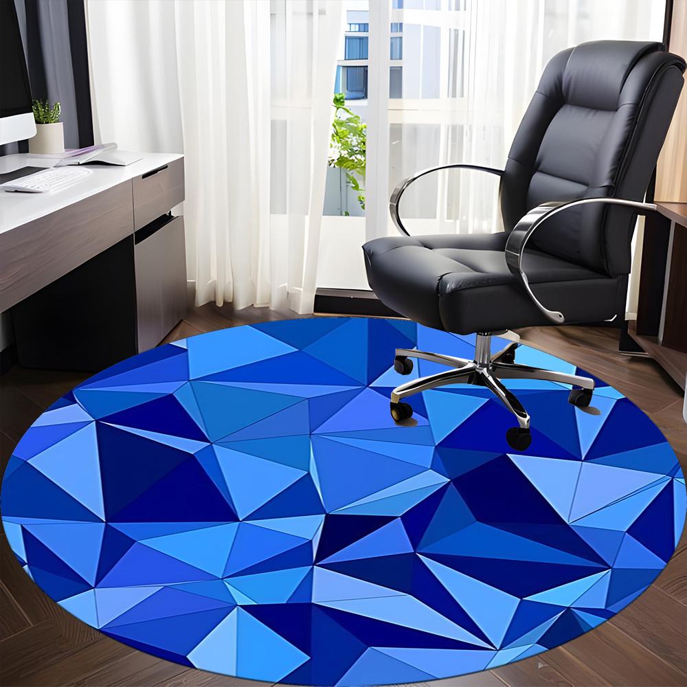 1pc Blue Gemstone Chair Carpet for Office, Round Non-Slip Durable Large Size Office Carpet, Suitable for Office, Beautiful Decoration