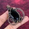 Black Onyx Gemstone Pendant Handmade Unique Jewelry Copper Wire Wrapped Pendant