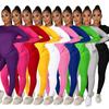 European Autumn/Winter Solid Color Hoodie and Long Pants Sportswear Set