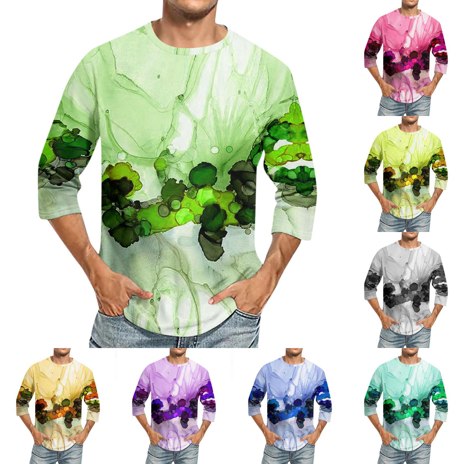 

Мужская повседневная модная футболка с круглым вырезом и рукавом три четверти